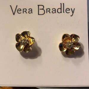 New Vera Bradley Gold tone Flower Pierced earrings